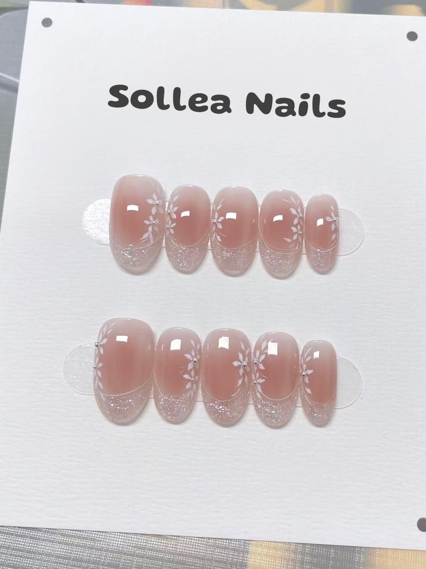 Nude Glitter Bloom Nails