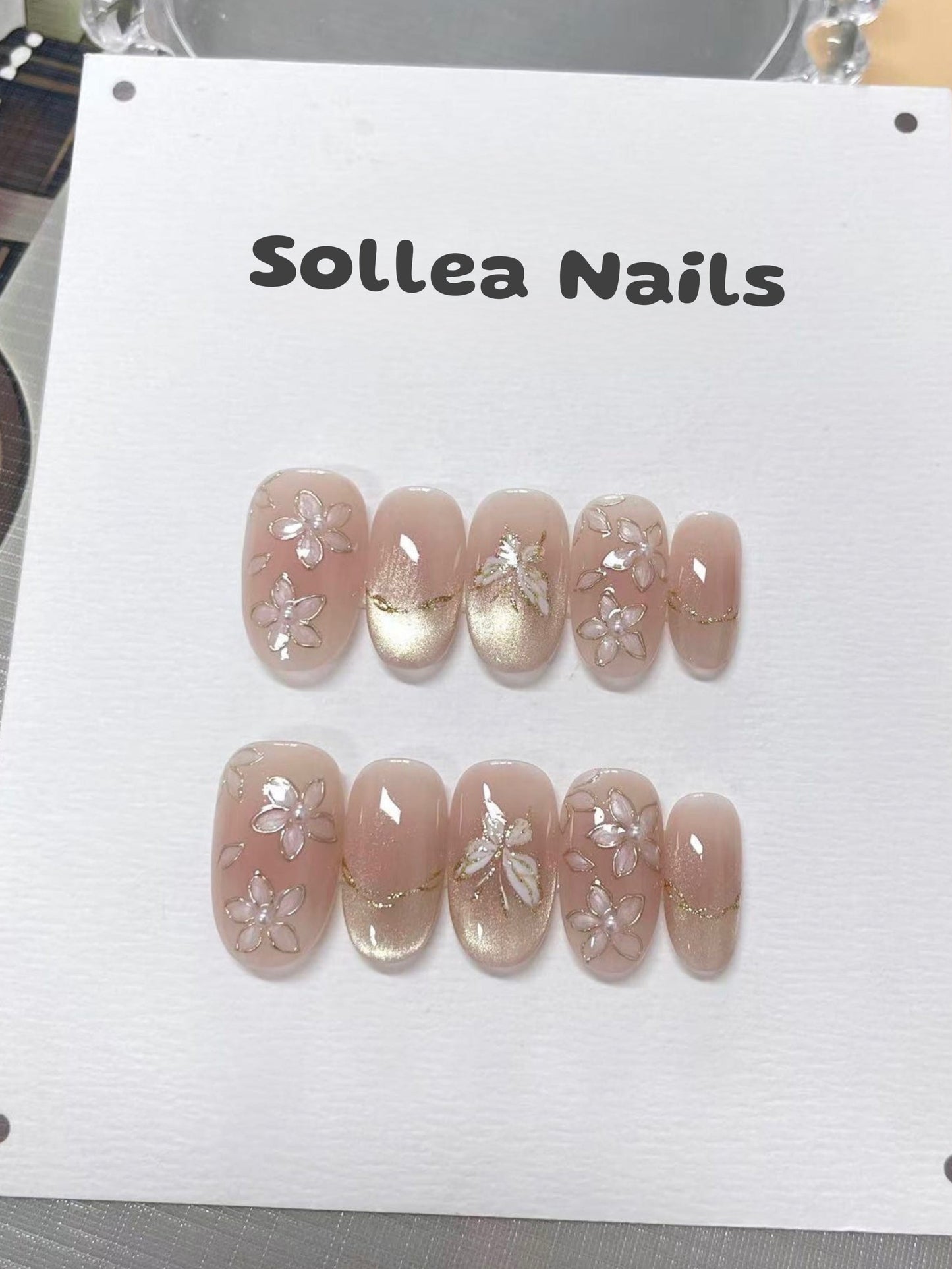 Nude Gold Nails