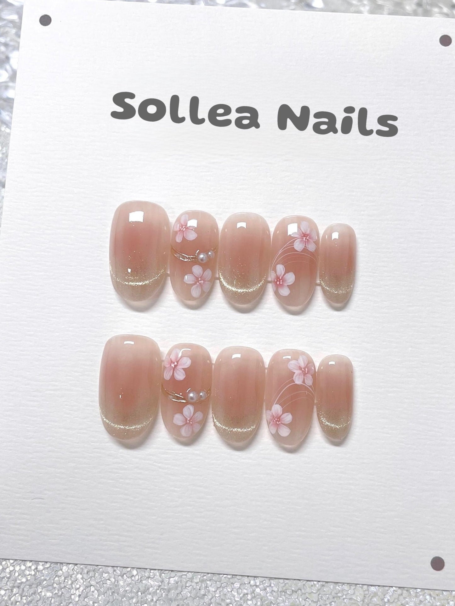 Golden Blossom Nails