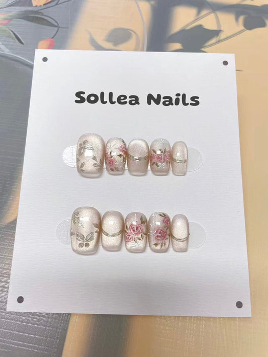 Pearl Pink Rose Nails