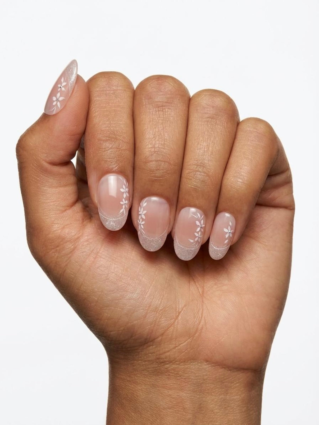 Nude Glitter Bloom Nails