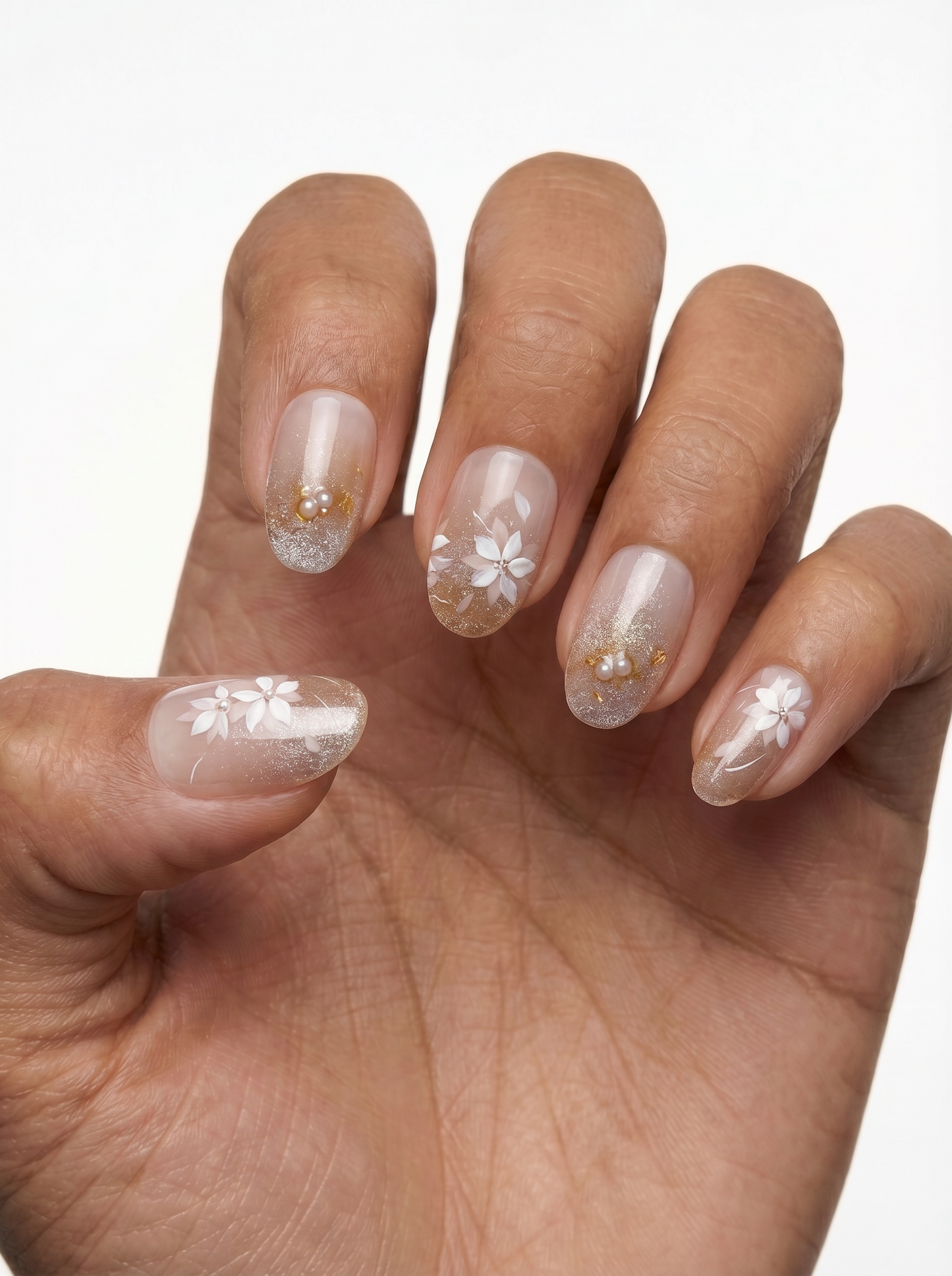 Nude Pink Glitter Flowers