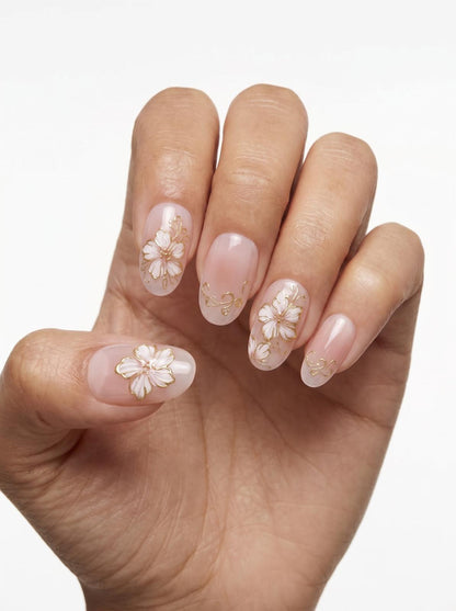 Blush Gold Florals Nails