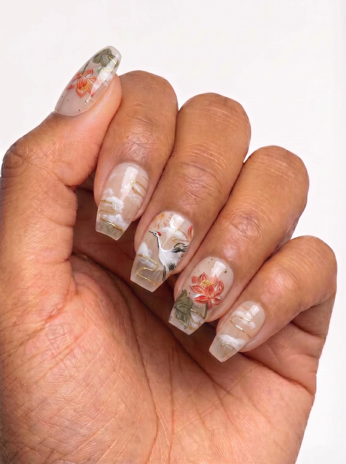 Crane Lotus Nails