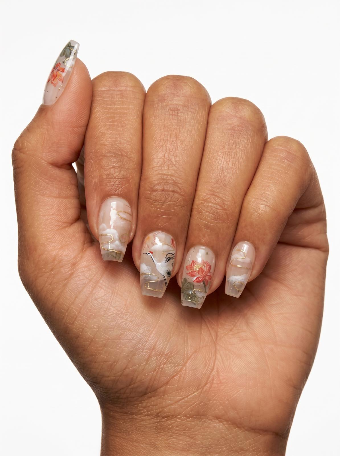 Crane Lotus Nails