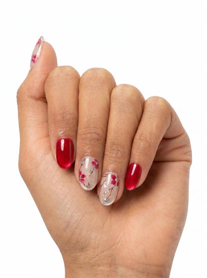 Cherry Blossom Red Nails
