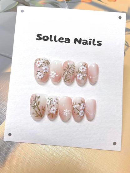 Soft Pink Floral Nails