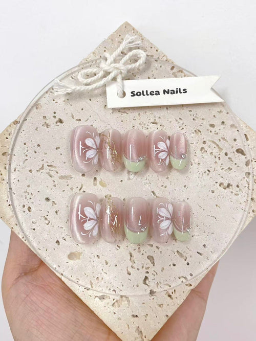 Blush Nude Blossom Nails