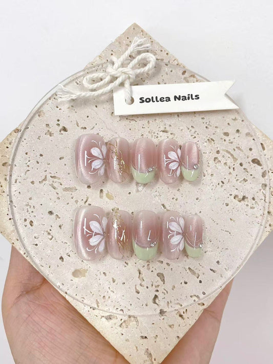 Blush Nude Blossom Nails