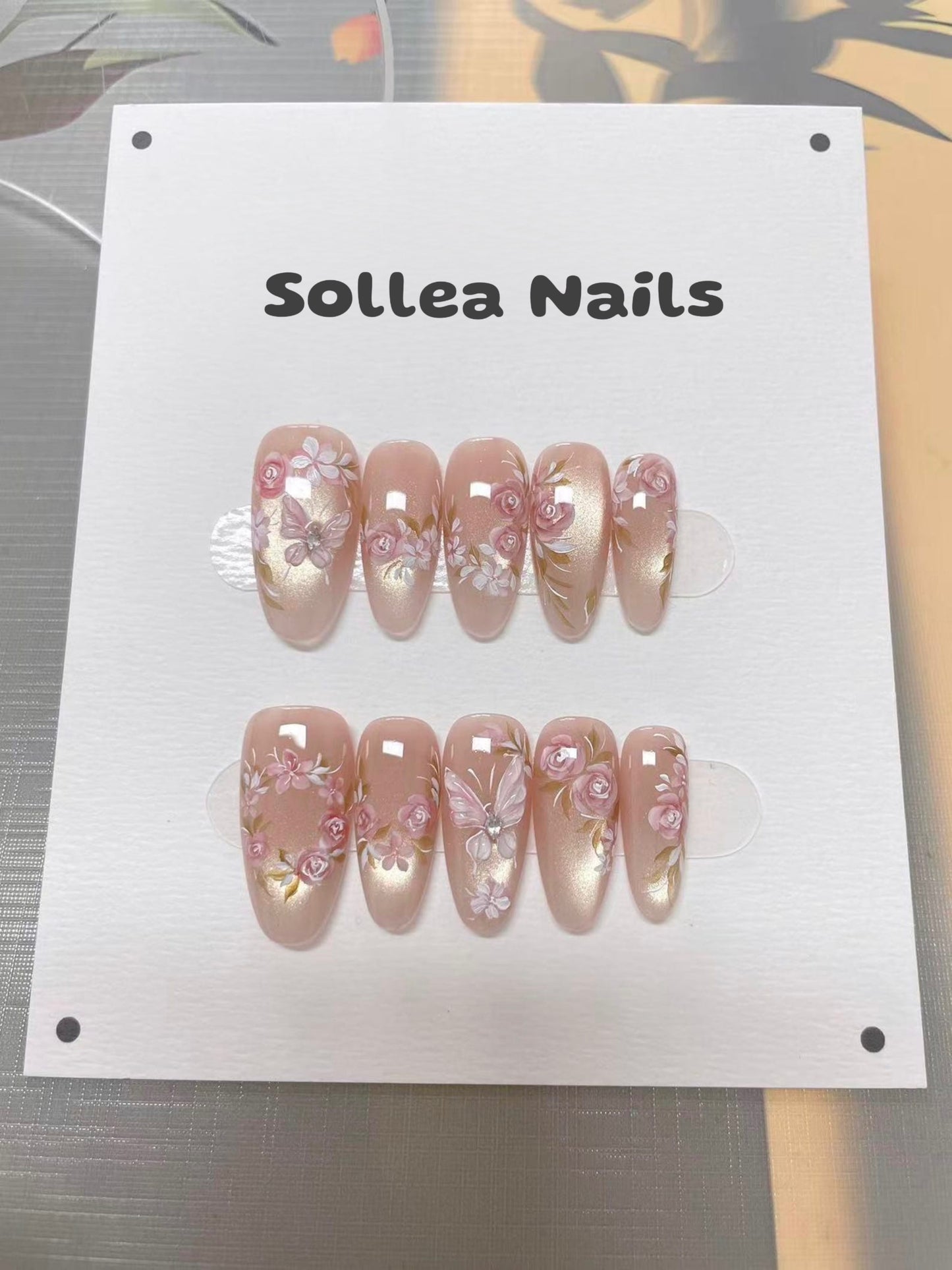 Nude Pink Roses Nails