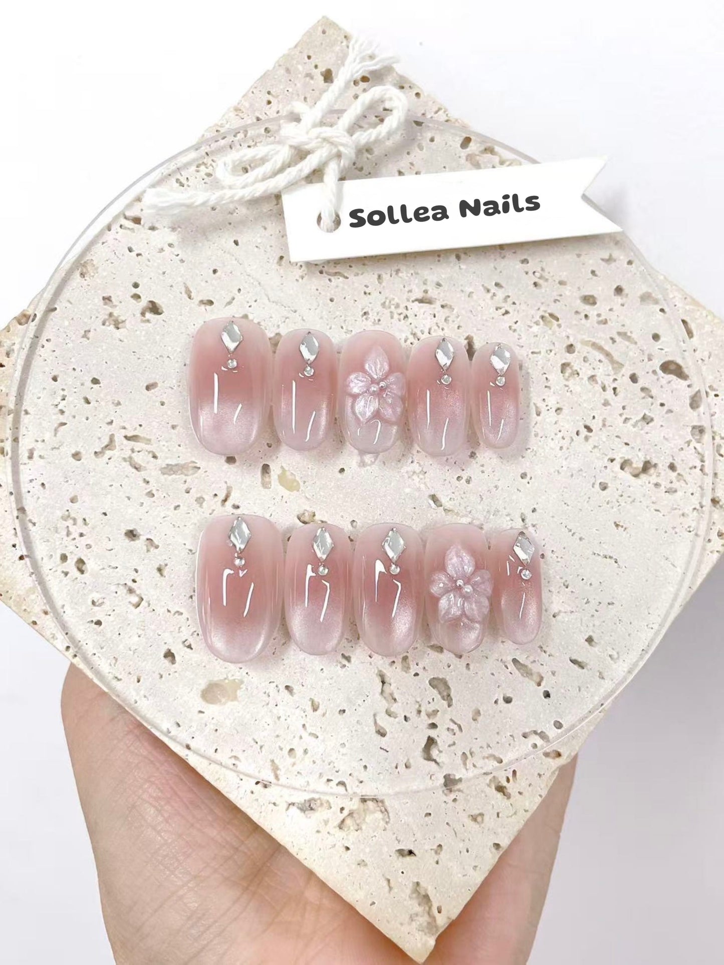 Pink Gradient Florals Nails