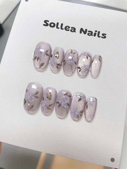 Lavender Butterfly Nails