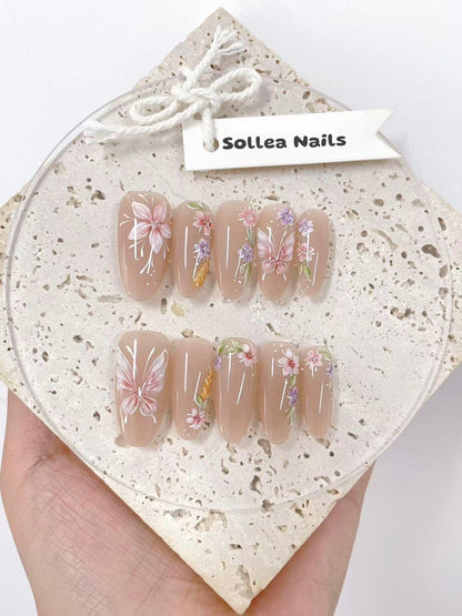 Pastel Butterfly and Blooms