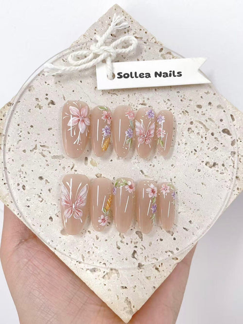 Pastel Butterfly and Blooms