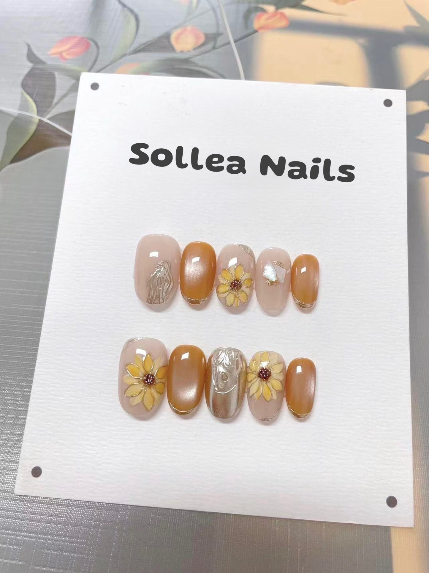 Golden Petal Nails