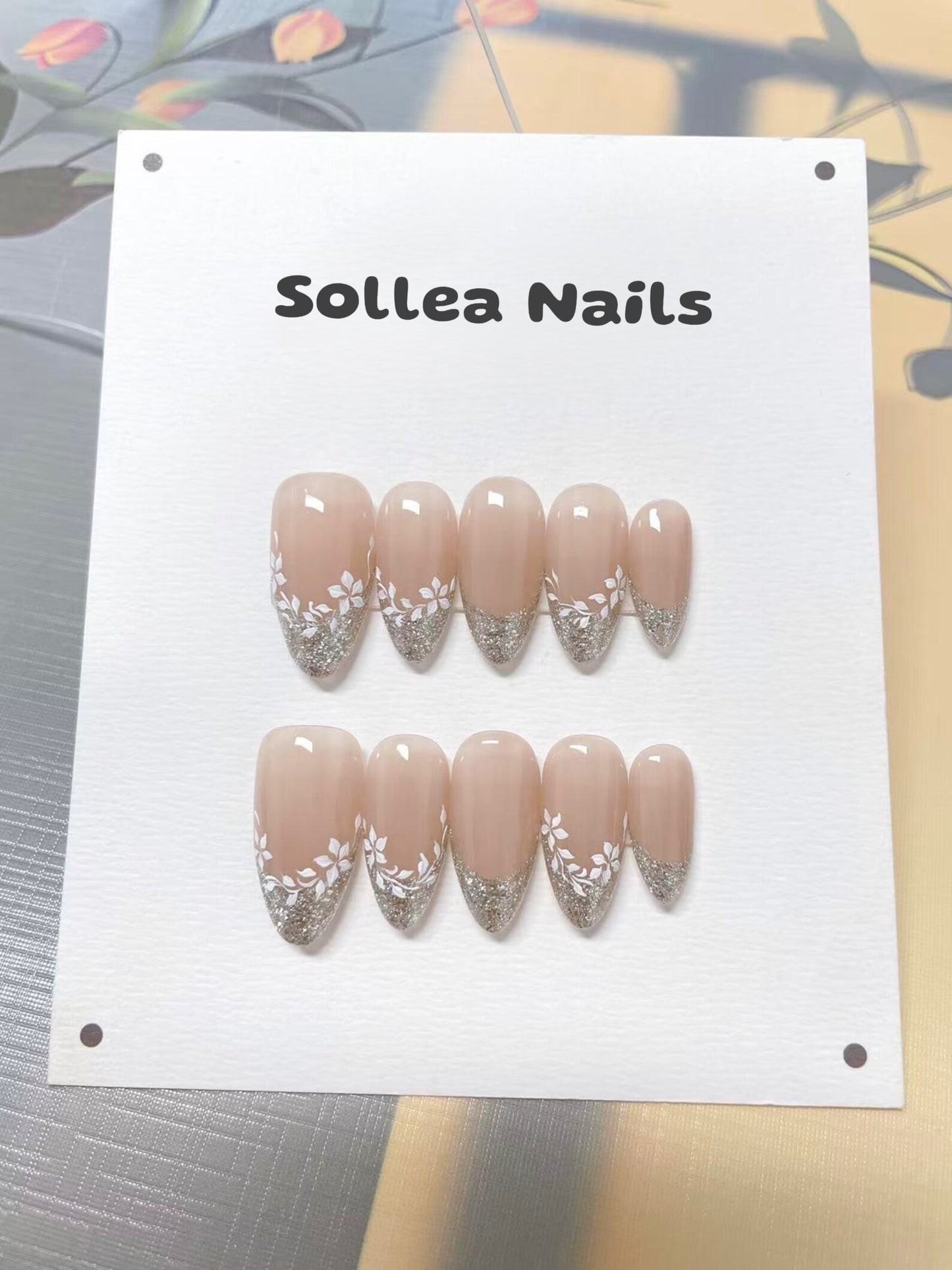 Glitter Floral Nails