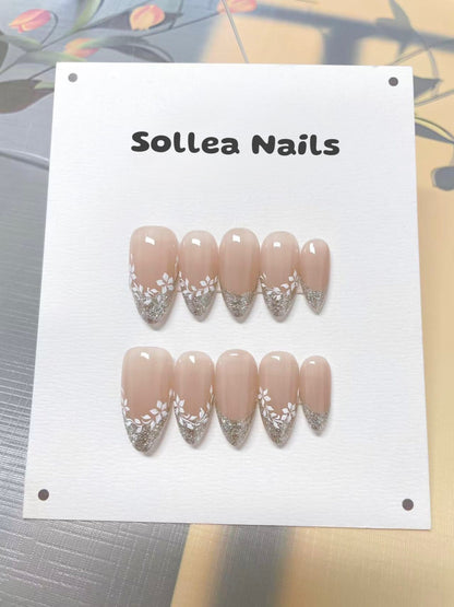 Glitter Floral Nails