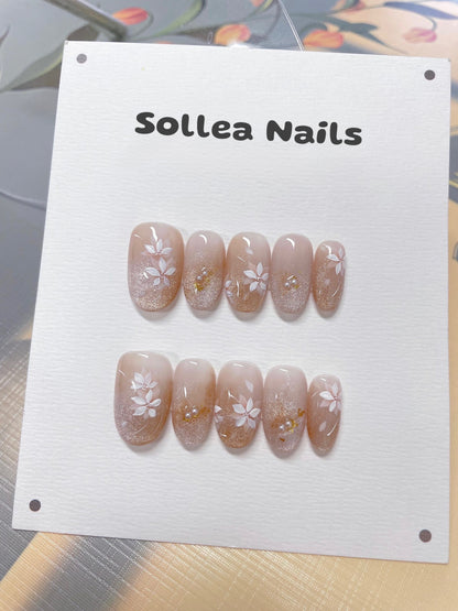 Nude Pink Glitter Flowers