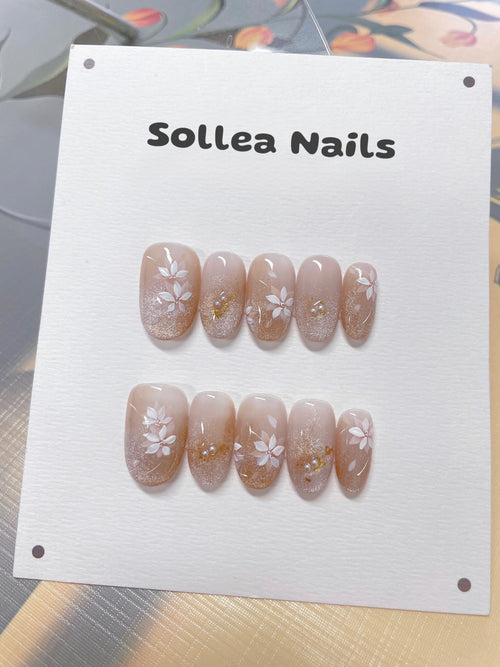 Nude Pink Glitter Flowers