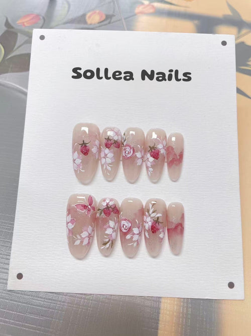 Strawberry Rose Garden Nails