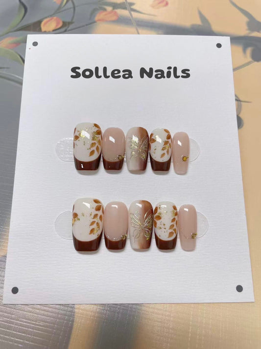 Wings & Golden Leaves Nails