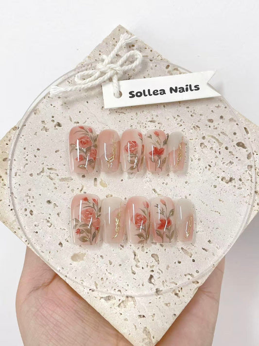 Rose Gold Garden Nails