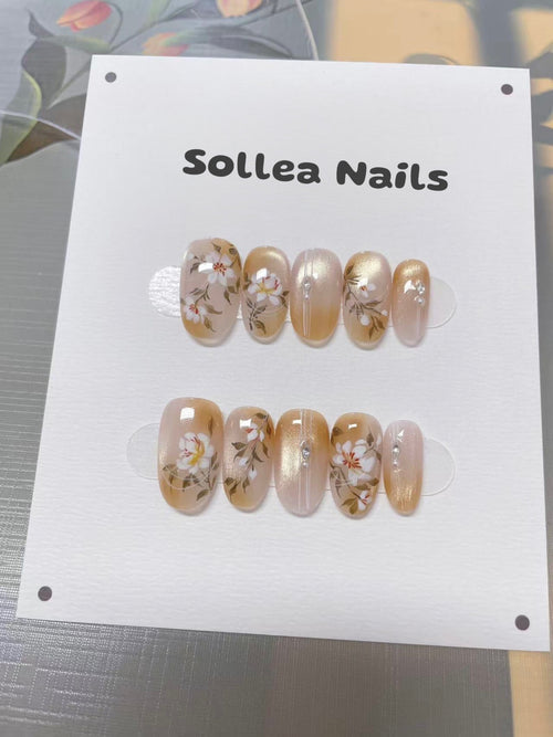 Golden Bloom Nails