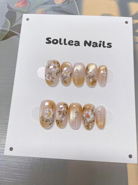 Golden Bloom Nails
