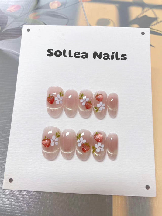 Strawberry Bloom Nails