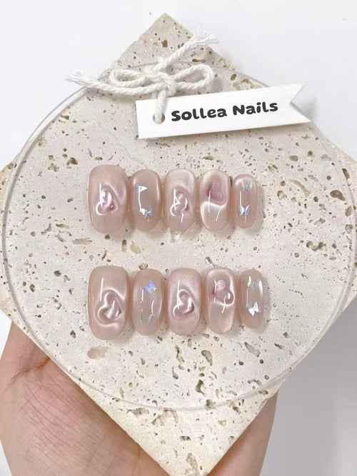 Pearl Heartshine Nails