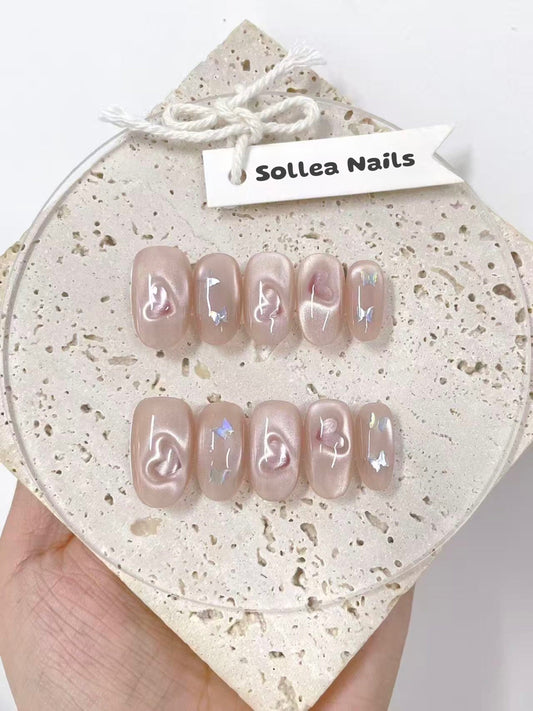 Pearl Heartshine Nails