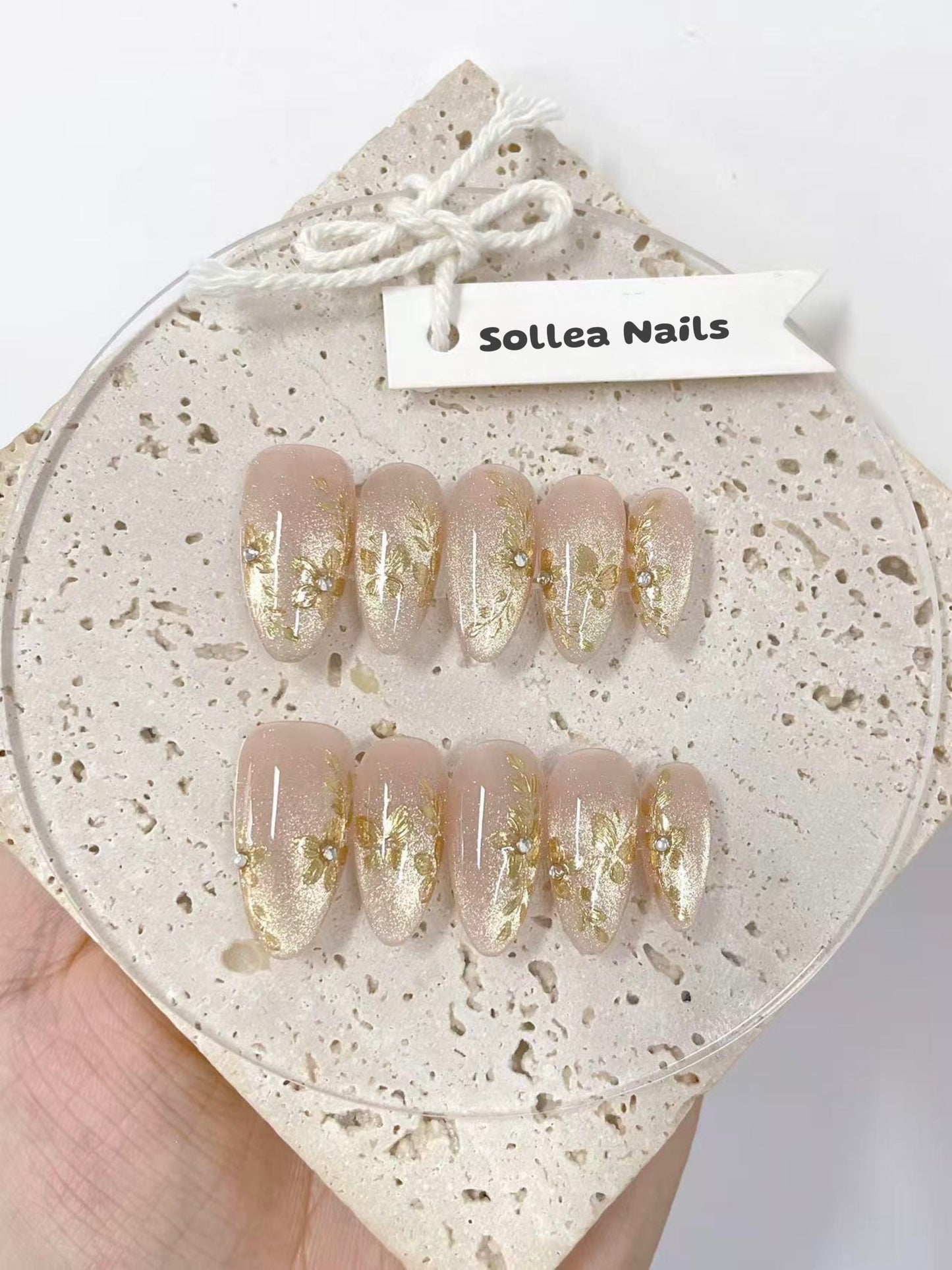 Golden Petal Nails