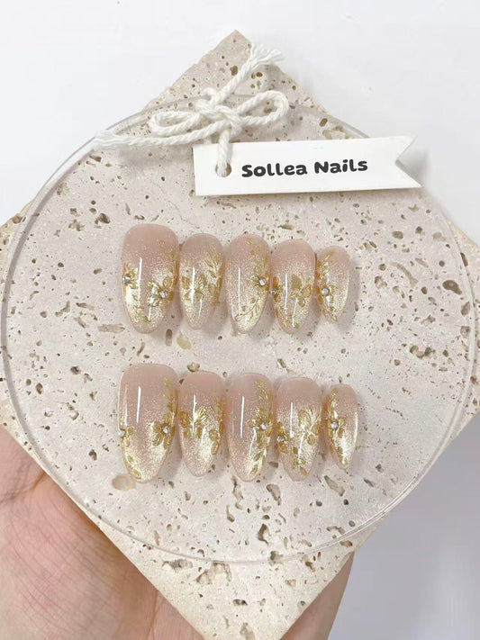 Golden Petal Nails