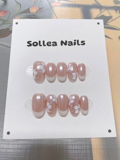 Nude Floral Grace Nails