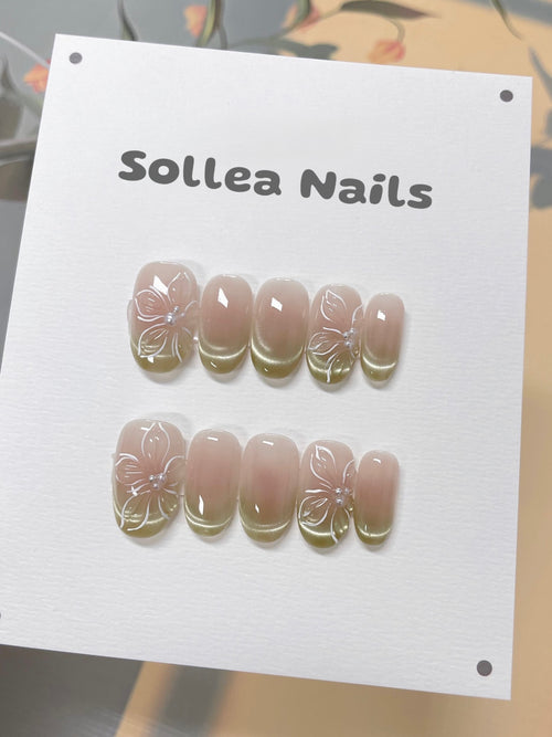 Mint Blossom Ombre Nails