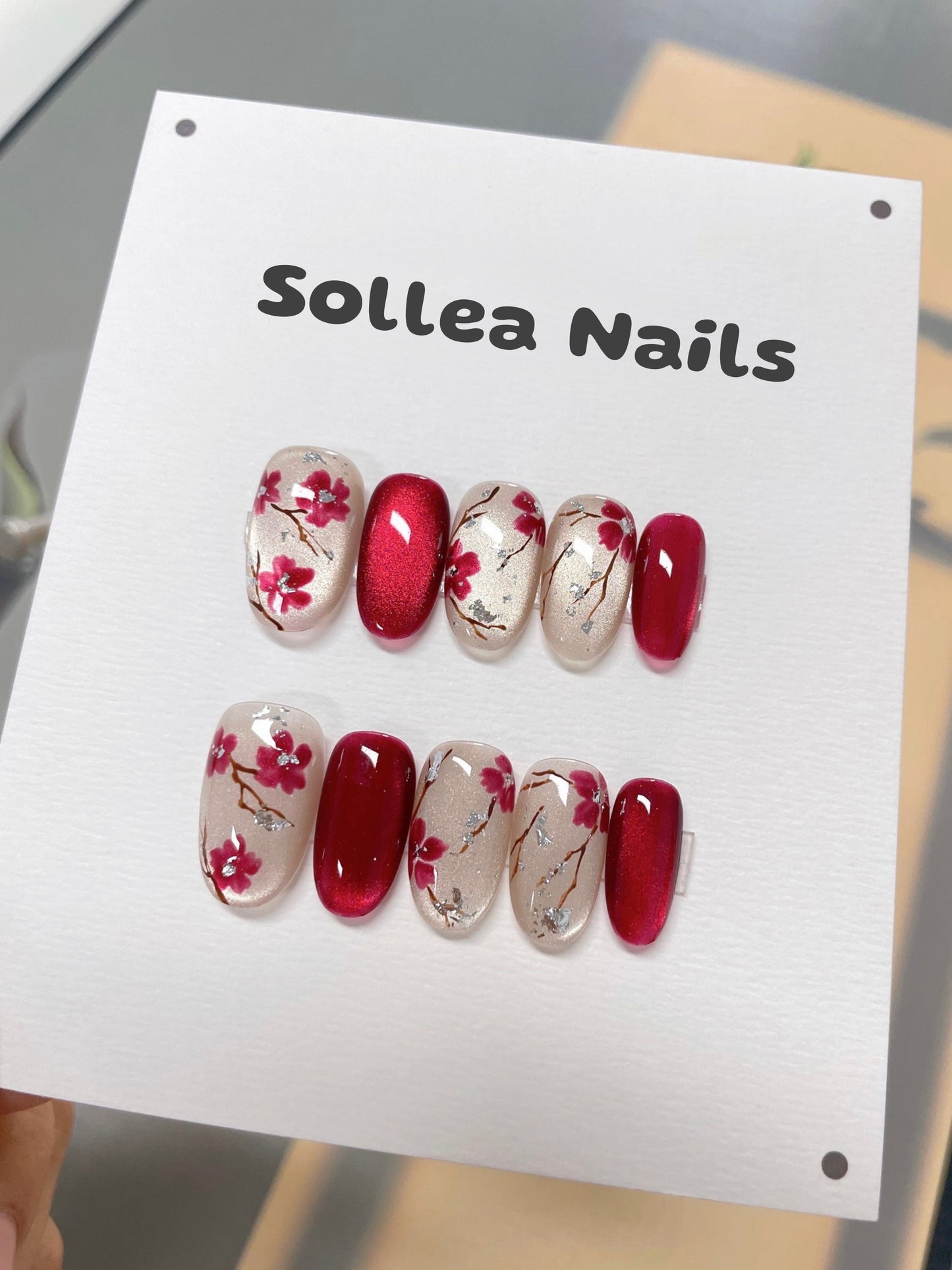 Cherry Blossom Red Nails