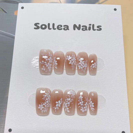 White Lace Florals Nails