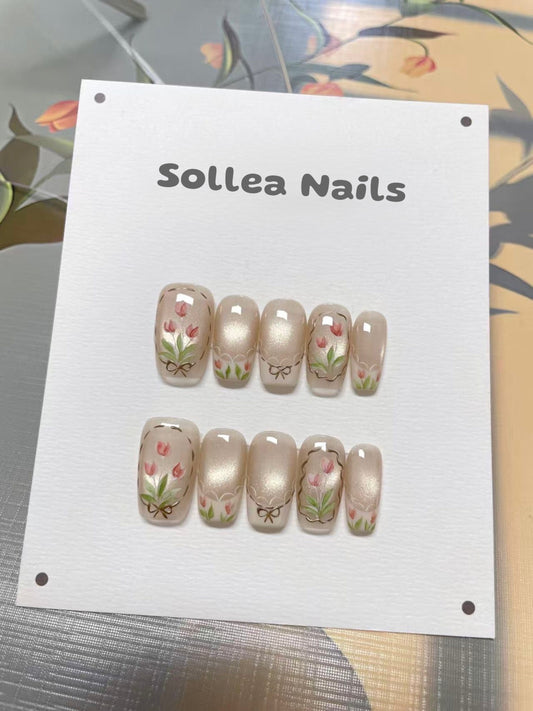 Tulip Ribbon Nails