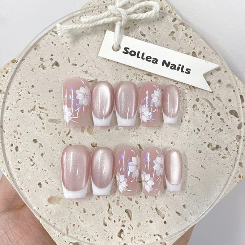 Floral French Nails