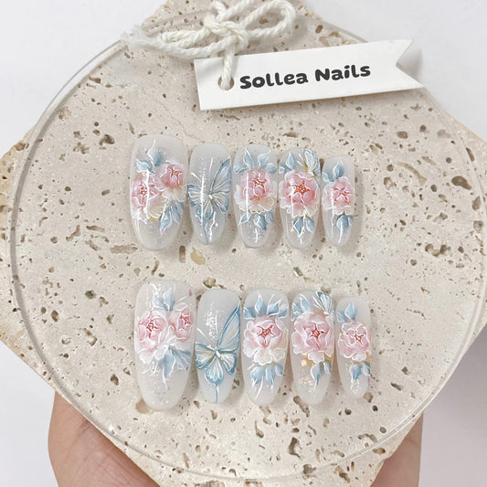 Floral Butterfly Bliss Nails
