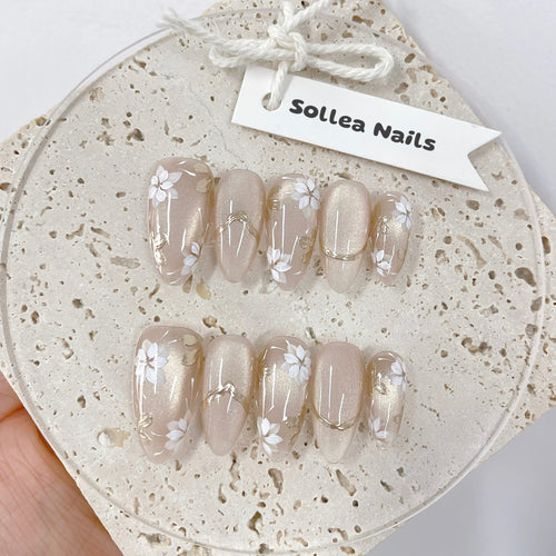 Gold‑Kissed Florals Nails