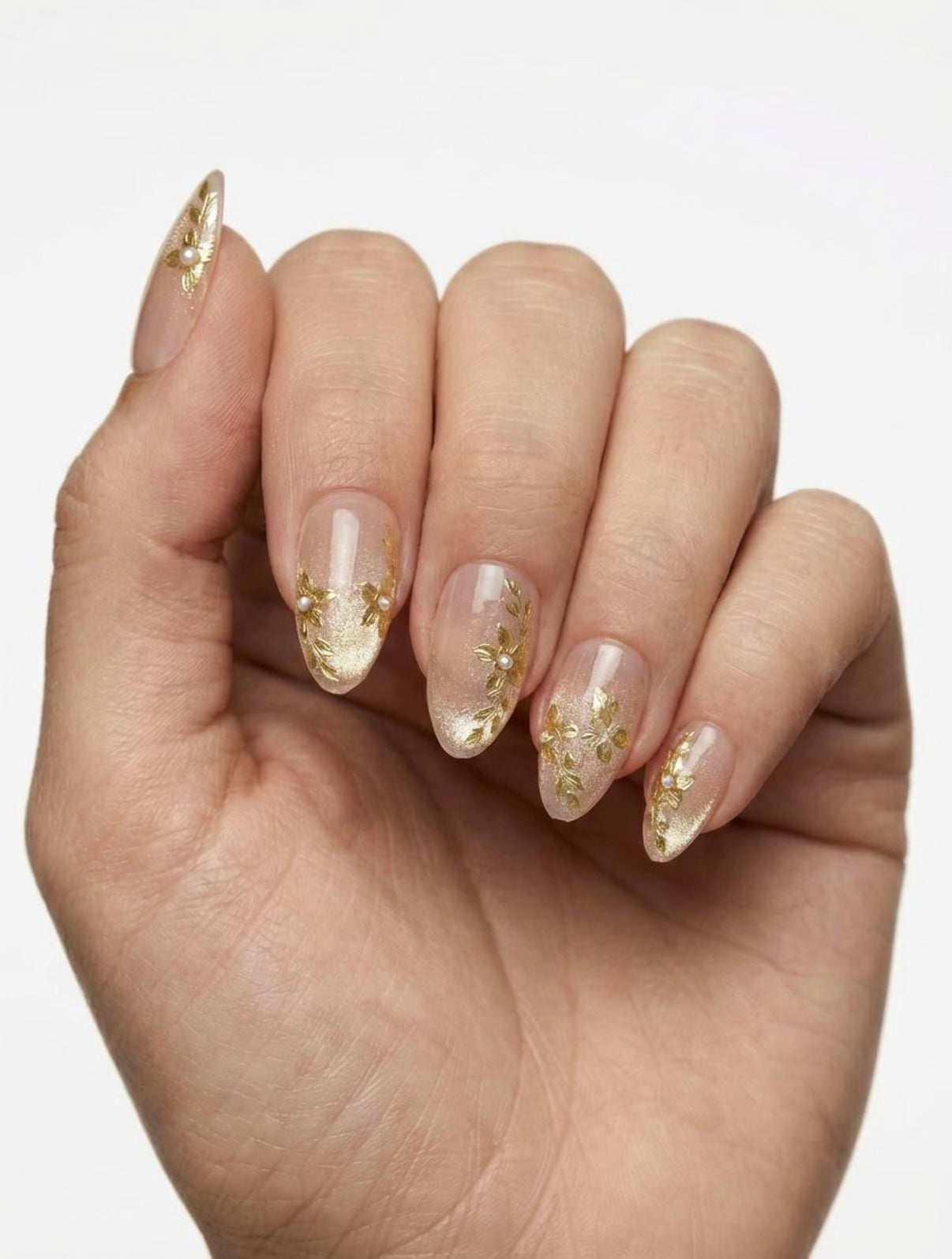 Golden Petal Nails