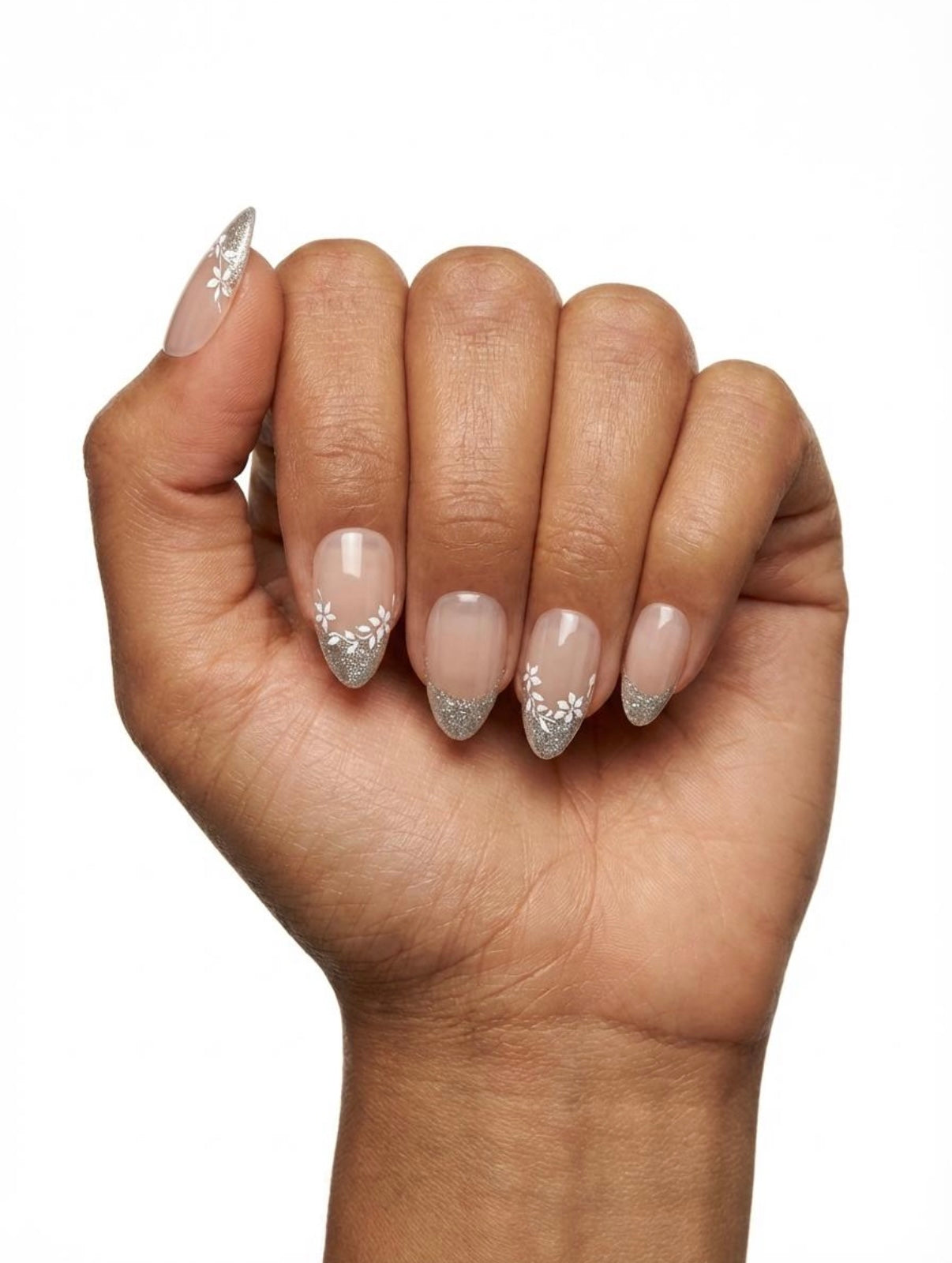 Glitter Floral Nails
