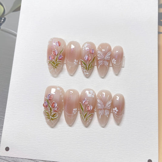 Tulip Butterfly Whisper Nails